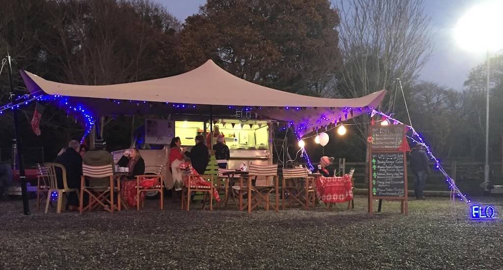 Custom stretch tent for coffee van mobile catering setup