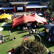 colourful festival stretch tents