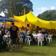 Seated cooking demo in tent