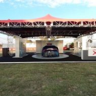 Stretch tent and truss used during F1 Jaguar launch