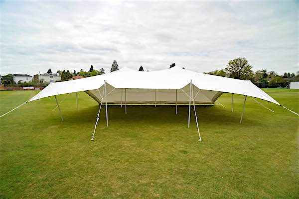 White 9m x 12m Stretch Tent - one side down