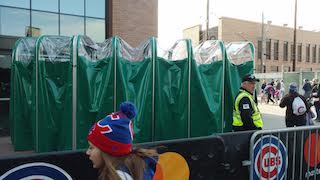 Chicago Cubs Retractable tunnel with clear roof for entry into the stadium