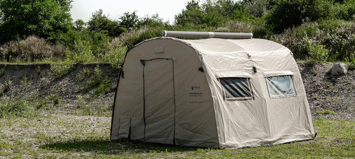 Inflatable heavy duty military tents