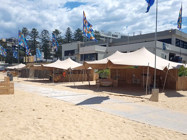 Corona SunSets Festival - stretch tent installation on sand
