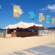 Corona SunSets Festival - stretch tent installation on sand