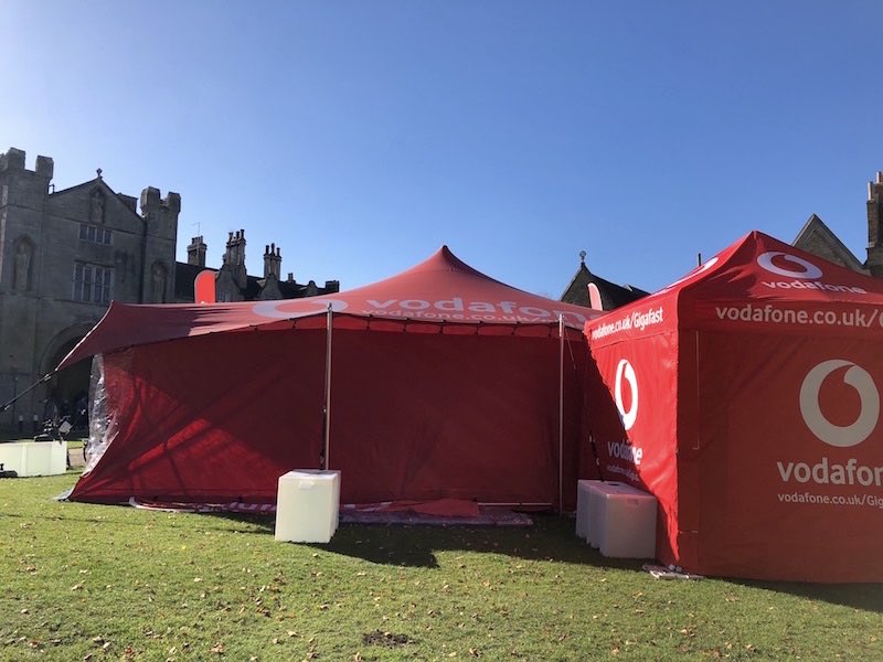 Vodafone branded stretch tent and side walls