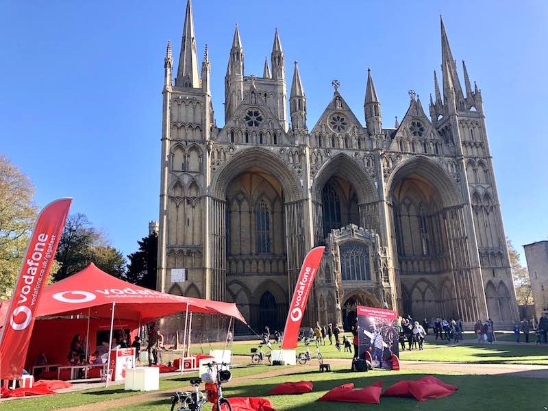 Vodafone branded stretch tent and side walls