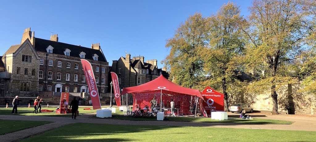 Vodafone branded stretch tent and side walls