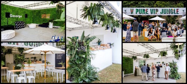 Wearecolab stretch tent truss frame vip jungle collage March 2019. Rental business inventory