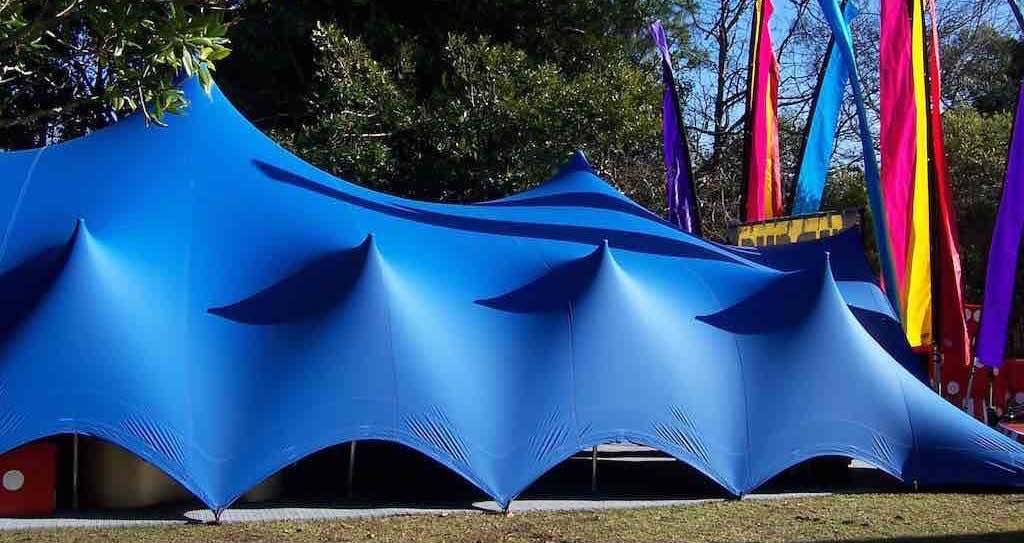 Blue stretch tent