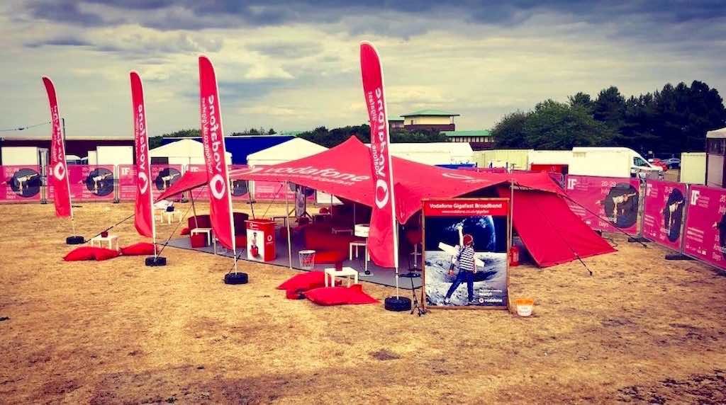 Vodafone branded stretch tent and side walls