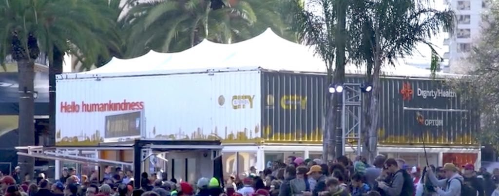 Grow Marketing - Dignity Health at Super Bowl City - Containers with stretch tent roof