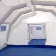 Negative pressure inflatable structure medical or industrial tent