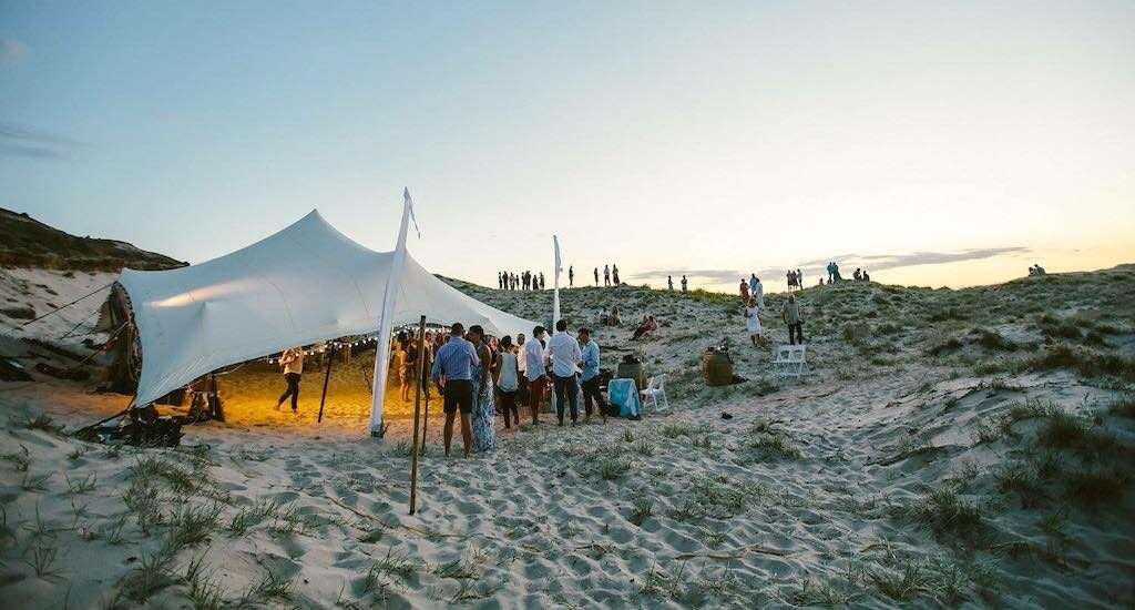 Socially distanced wedding on the beach