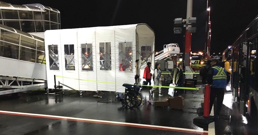 Vancouver Airport Retractable tunnels Disembarking Passengers