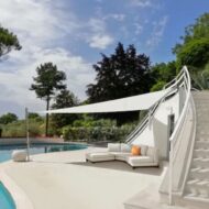 velart retractable shade sail private residence pool side