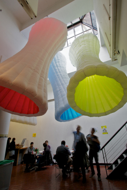 Inflatable event architectrue -  inflatable funnels part of the stretch fabric and inflatable collections