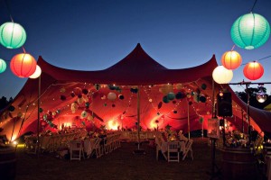 stretch freeform tent and canopy with paper laterns