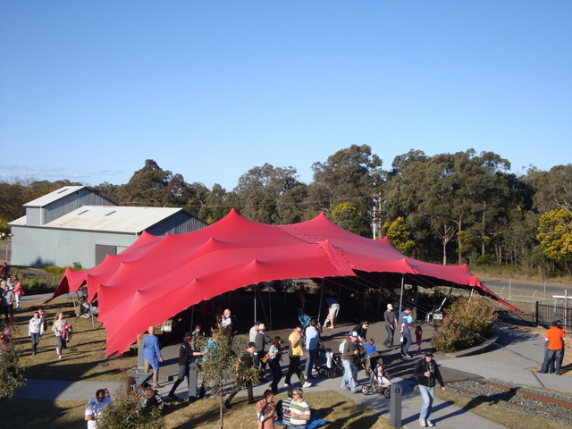 Red freeform stretch tent